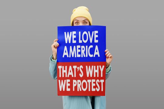 Discover We Love America Anti Trump Protest Poster - Anti-Fascist Protest Sign - No Kings Protest Sign