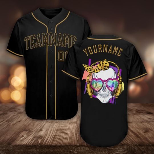 Discover Custom Skull Baseball Jersey Personalized Team Name and Number Shirt