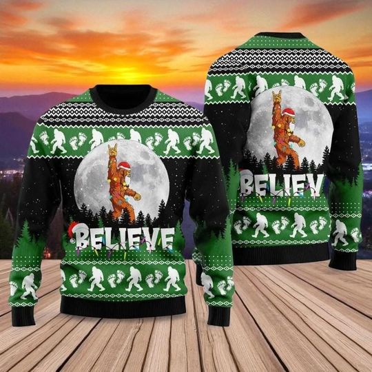 Discover Sasquatch Ugly Christmas Sweater  Funny Bigfoot Holiday Sweatshirt, Perfect Gift for Campers & Animal Lovers