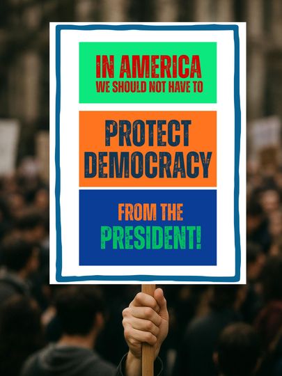Discover Protect Democracy Protest Sign | Political Activist Poster, Rally Sign, No Kings Protest Sign, Anti-Trump, Democrat Sign