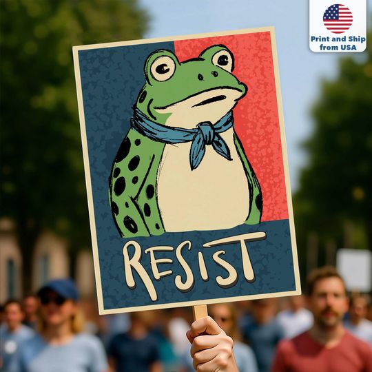 Portland Frog Anti-ICE Poster, Anti-Trump Protest Sign, Resist Fascism, Protect Democracy Rally Sign