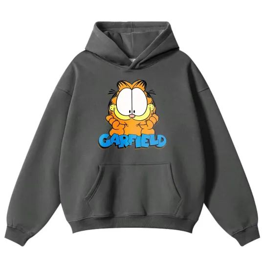 Discover Unisex Garfield Cartoon Hoodie| Black and Gray Casual Sweatshirt