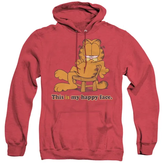 GARFIELD HAPPY FACE Licensed Hooded Sweatshirt Heather Hoodie