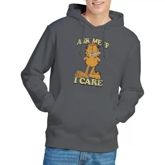 GARFIELD ASK ME Licensed Adult Hooded Sweatshirt Hoodie