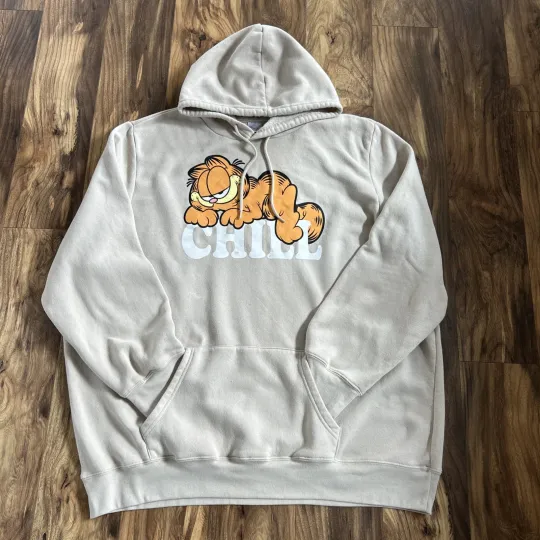 Discover Nick 90s Garfield Mens Hoodie 3XL Graphic Print Chill Cat