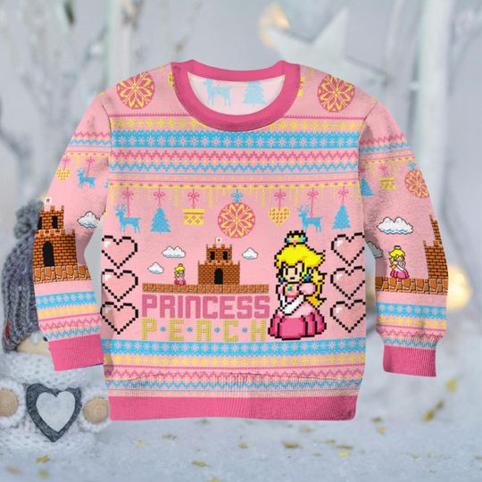 Princess Peach Pink Ugly Christmas Sweater