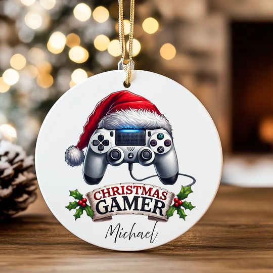 Custom Gamer Christmas Ornament: Gift for Gamer Video Game Controller