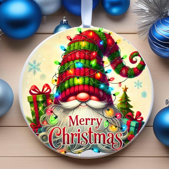 Discover Festive Christmas Gnome Ornament: Holiday Tree Decoration with Lights