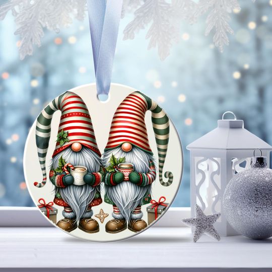 Discover Christmas Gnome Ornament: Cozy Holiday Tree Decoration with Cocoa Mugs