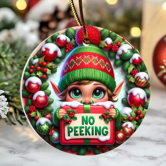 Discover No Peeking Elf Christmas Ornament Funny Holiday Tree Decoration