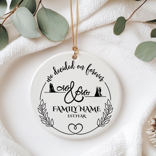 Personalized Wedding Ornament, Mr And Mrs Christmas Gift, Newlywed Ornament