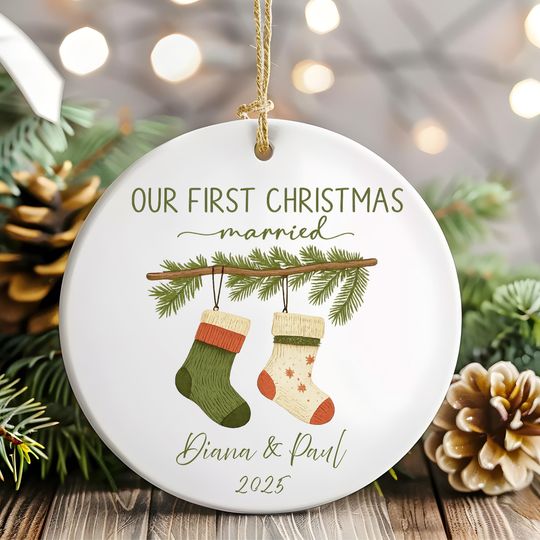 Custom Gift First Christmas Married Ornament Newlywed Couple Keepsake Gift