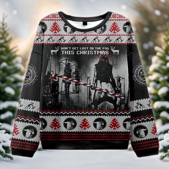 Discover Killer Fog Ugly Christmas Sweater, Survival Horror Holiday Sweatshirt, Scary Xmas Party Gift for Gamers