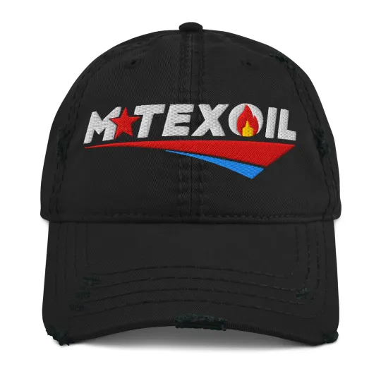 Discover M Tex Oil Embroidered Distressed Dad Cap