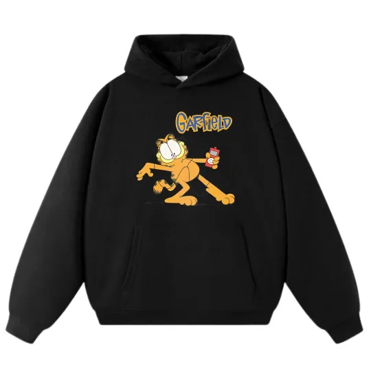 Garfield Cartoon Print Casual Hoodie Unisex Trendy Playful & Lively Sweatshirts