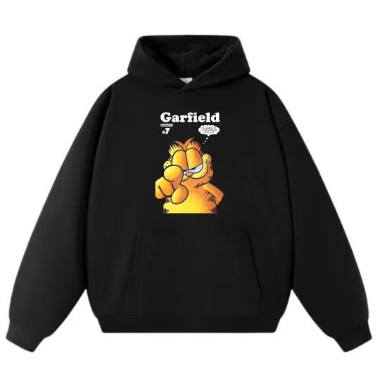 Discover Garfield Classic Cartoon Print Casual Wear Unisex Hoodie,Trendy Loose Sweatshirt