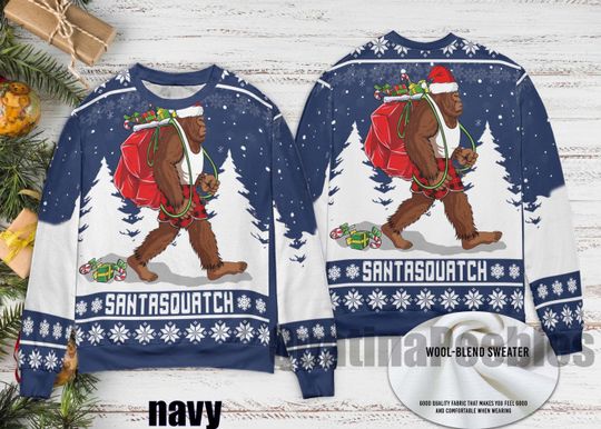 Discover Bigfoot Santasquatch Christmas Sweater, Funny Bigfoot  Holiday Ugly Sweater, Santasquatch Ugly Christmas Sweater, Funny Holiday Party Outfit