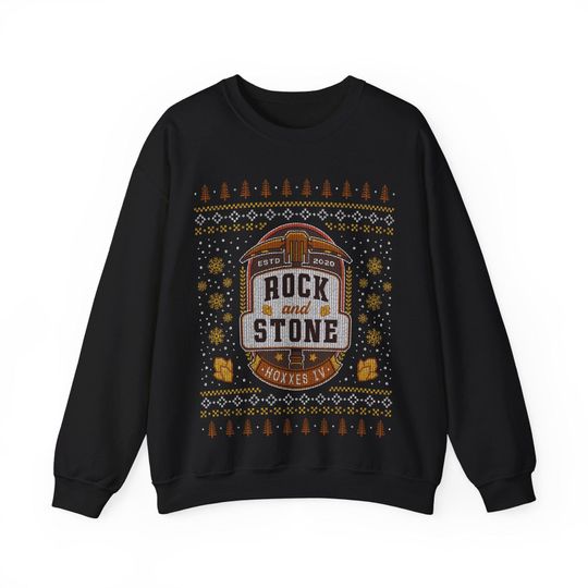 Rock And Stone Ugly Sweater Unisex Crewneck Sweatshirt // Deep Rock Galactic Video Games // Ugly Christmas Sweater // Hoxxes // Xmas / Gamer