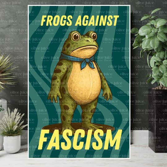 Discover Portland Frogs Against Fascism 24x36  Digital Printable Protest Sign: No Kings Protest No Fascism Anti-Fascist Protest Sign Anti-fa