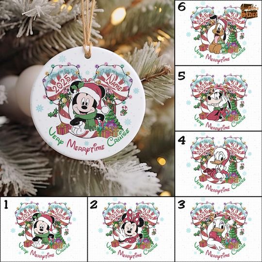 Discover Custom Mickey And Friends Very Merrytime Cruise Christmas Ornament, Disneyland Cruise 2025 Ornament, Our First Cruise Trip, Xmas Tree Decors