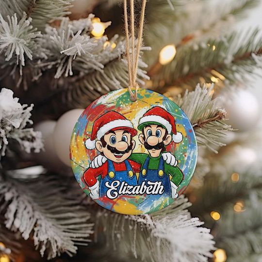 Discover Personalized Mario Christmas Ornament, Super Mario Luigi Xmas Ornament, Christmas Tree Decor, Gamer Christmas Ornament, Video Game Ornament