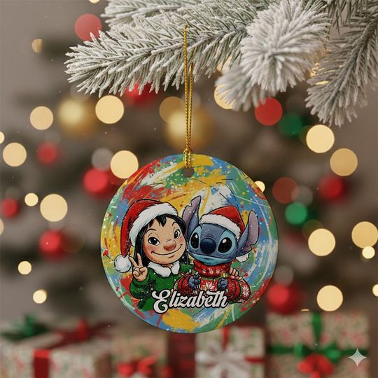 Discover Personalized Lilo And Stitch Christmas Ornament, Disneyland Xmas Ornament 2025, Christmas Decor, Lilo And Stitch Holiday Tree Keepsake Gifts