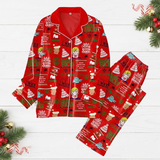 Discover Home Alone Christmas Pajamas Set, Kevin Home Alone Shirt, Funny Xmas Movie Shirt, Holiday Movie Tee, Holiday Nightwear, Christmas Gift