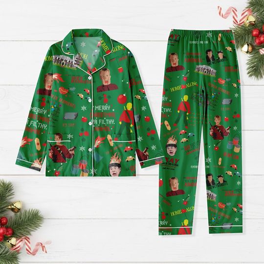 Discover Home Alone Christmas Pajamas, Christmas Movie Pajamas Set, Xmas Party Gift, Merry Christmas Ya Filthy Animal Pajamas Set