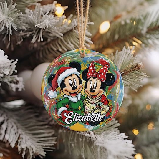 Discover Custom Mickey And Minnie Christmas Ornament, Christmas Tree Decor, Disneyland Christmas, Couple Xmas Ceramic Ornament, Xmas Holiday Matching