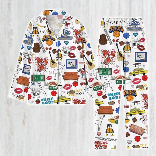 Friends Smelly Cat Pajamas, Friends Series Women Pajamas, Friends Tv Show Pajamas Set, Lobster Friends Pj Set, Friends Merch