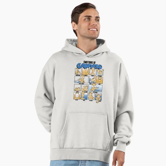 Garfield Emotions Of Garfield Blue Grid Premium Hoodie