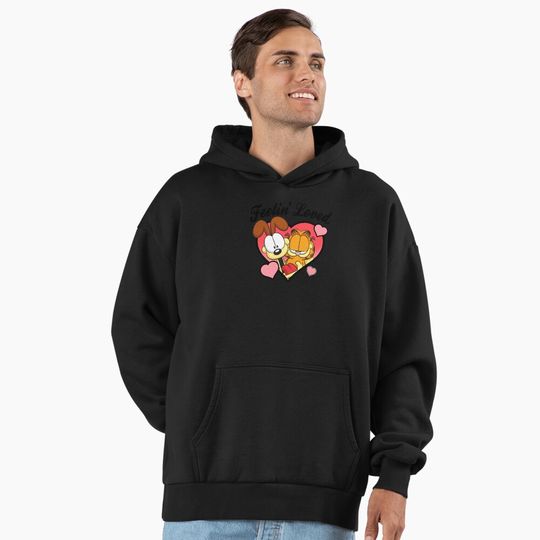 Garfield Valentine's Day Garfield Odie Feelin' Loved Heart Premium Hoodie