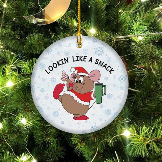 Lookin Like A Snack Gus Gus Christmas Ornament, Cinderell Gus Gus Xmas Ornament