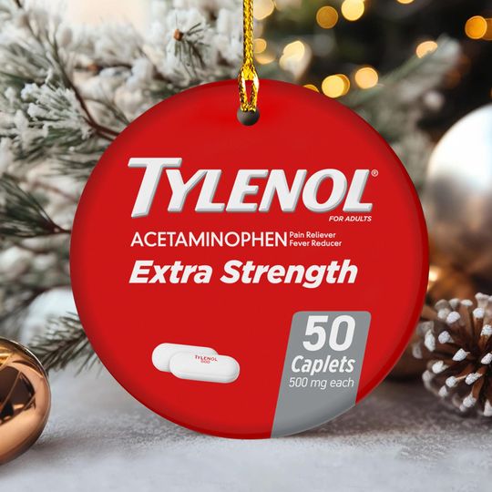 Discover Tylenol Epsteinaminophen Medicine Ornament, Pharmacist Extra Strength Ornament, Tylenol Does Not Cause Autism, ASD Support, Christmas Decor
