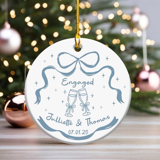 Discover Custom Engaged Christmas Ornament, Romantic Whimsical Ceramic, Newlyweds Wedding Gift, Married Ornament, Engagement Gift, Anniversary Gift