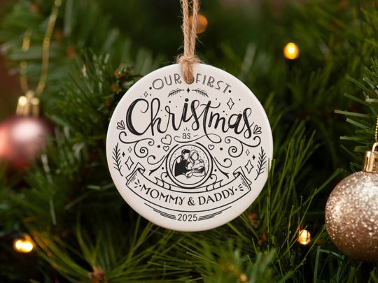 Discover Our first Christmas as a family. Custom family ornament. New parent gift. 1st Christmas bauble.
