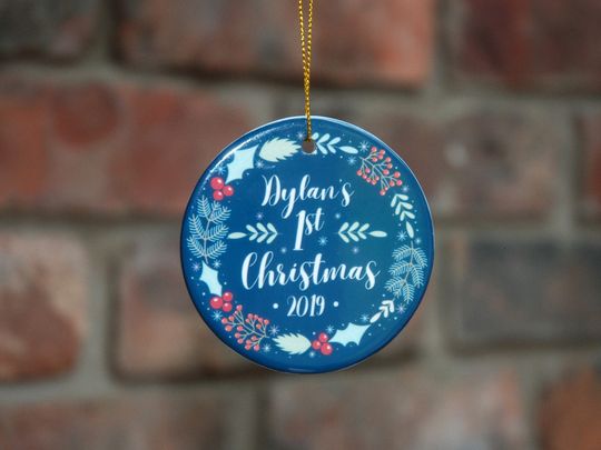 Discover Baby's first Christmas ornament personalized. My 1st Christmas. New baby ornament. Baby 1st Christmas ornament. Custom tree ornament.