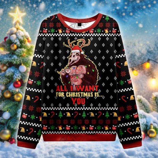 Discover Monster Ugly Christmas Sweater, All I Want for Christmas is You Horror Xmas Jumper, Creepy Cute Holiday Sweater for Horror Fans Weird Gifts