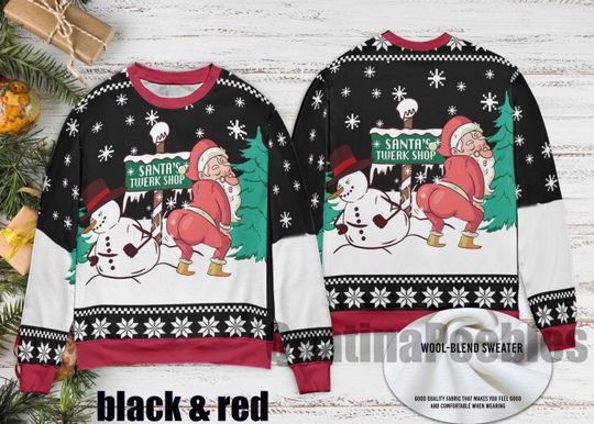 Discover Snowman Santa Twerking Christmas Ugly Sweater, Funny Santa Holiday Ugly Sweater, Christmas Party Merry Drunk Xmas Ugly Christmas Sweater