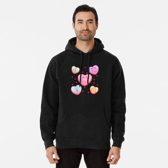 Garfield Valentine's Day Neon Pastel Candy Hearts Retro Pullover Hoodie