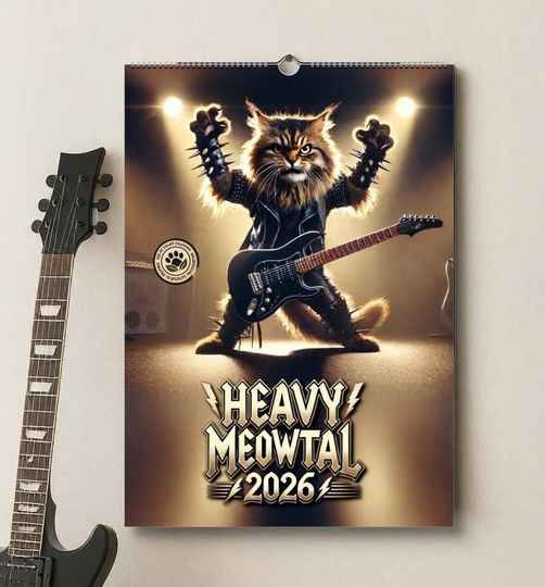 Discover Heavy Meowtal 2026 - Heavy Metal Cat Calendar 2026