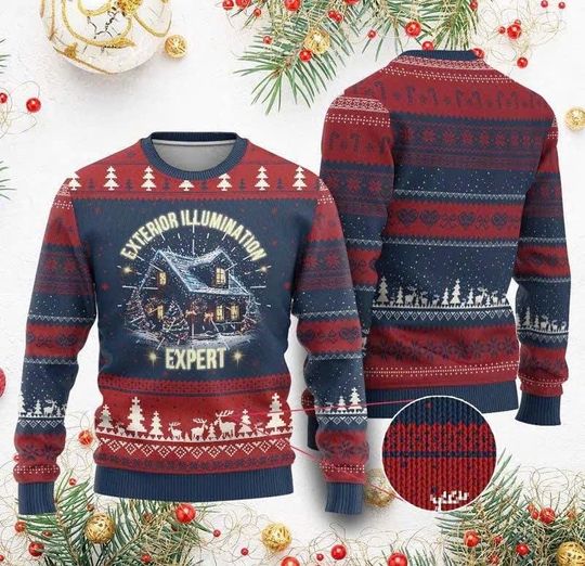 Discover Exterior Illumination Expert Funny Xmas Ugly Sweater | Christmas Lights Sweatshirt for Men Women Kids | Family Holiday Outfit/CMS-110