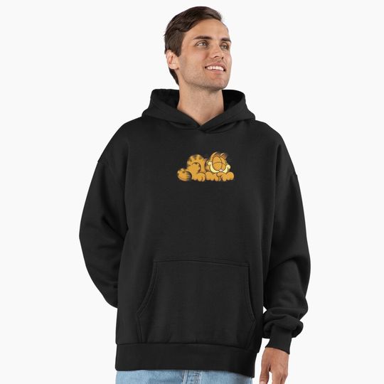 Garfield Taking A Relaxing Nap Big Chest Logo Premium Hoodie
