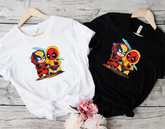 Discover Cute Deadpool & Wolverine T-Shirt Marvel Hero