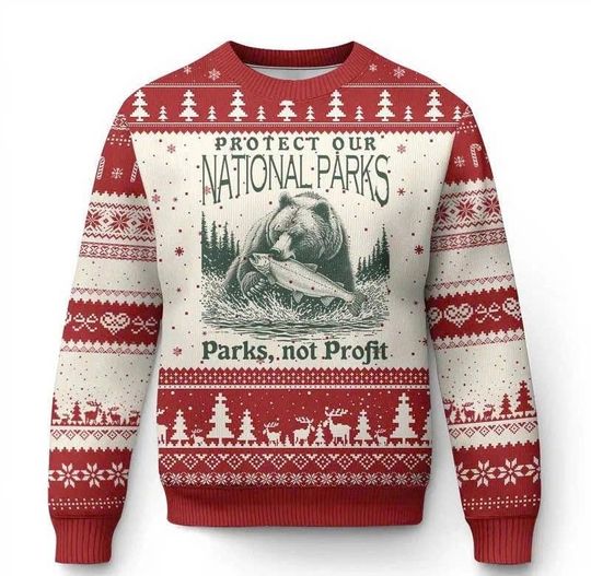 Discover Protect Our National Parks Ugly Christmas Sweater, Parks Not Profits Retro Bear Sweatshirt, Outdoor Adventure Outfit/CMS-104