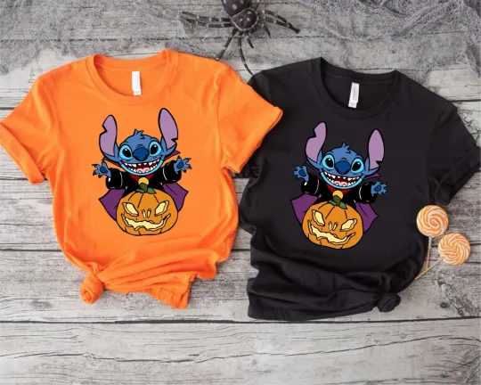 Discover Lilo and Stitch Halloween T-Shirt with Pumpkin Disney Stitch Sweatshirt Hoodie