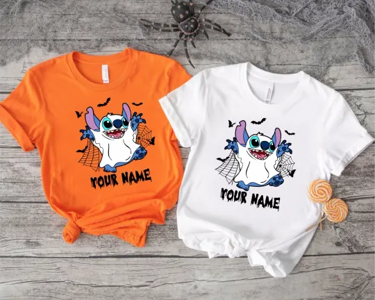 Personalized Stitch Ghost & Pumpkin Halloween T-Shirt