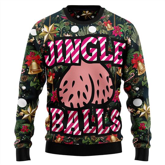 Discover Jingle Balls Funny Christmas Sweater, Naughty Ugly Xmas Sweater for Men & Women, Hilarious Adult Holiday Party Outfit, Gag Gift Idea