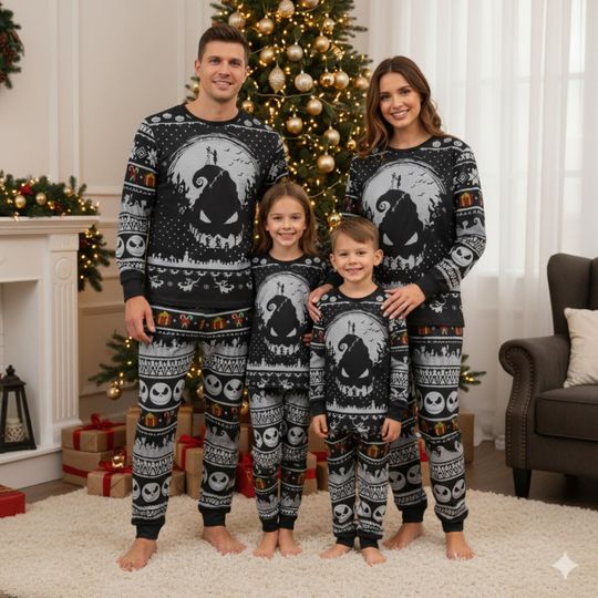 Discover The Nightmare Before Christmas Long Sleeve Pajamas Set, Jack Skellington Sleepwear, Christmas Holiday PJs, Disney Family Loungewear