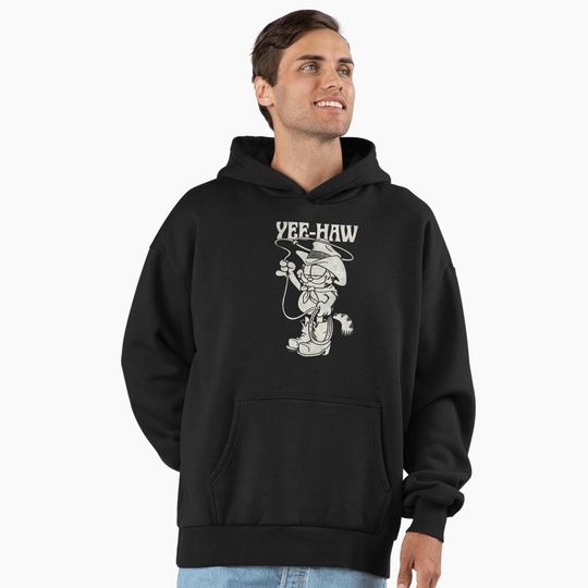 Garfield Cowboy Yee-Haw Vintage Retro Big Chest Portrait Premium Hoodie